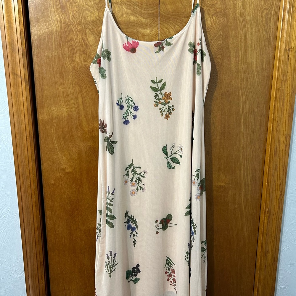 Cider Cream Floral Maxi Dress with Green and Pink Accents